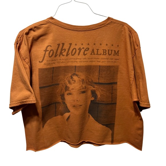 Taylor Swift Tops - Taylor Swift Folklore August Slipped Away Cropped T-Shirt Orange Womens S/M